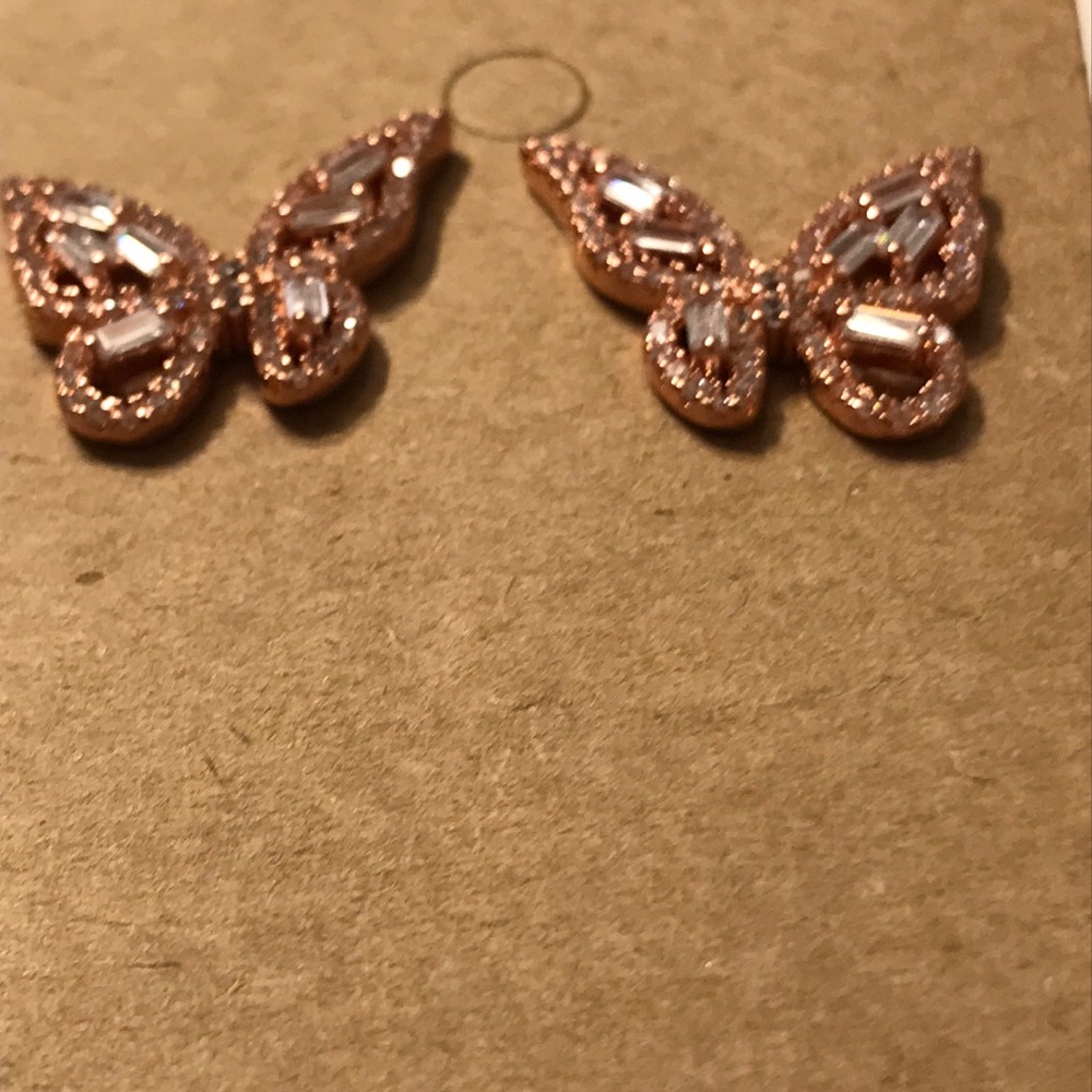 🆕14K Rose-Gold 🦋 w/Swarovski Crystals - Picture 3 of 4